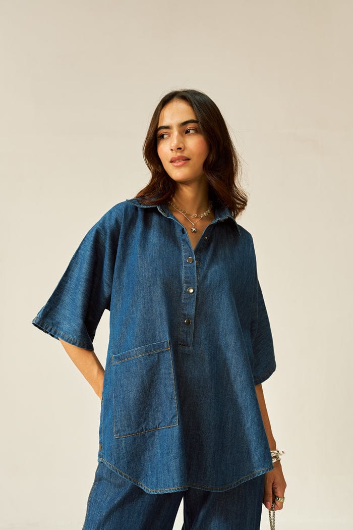 DOLLA CO-ORD SET IN DARK DENIM SPACELINES
