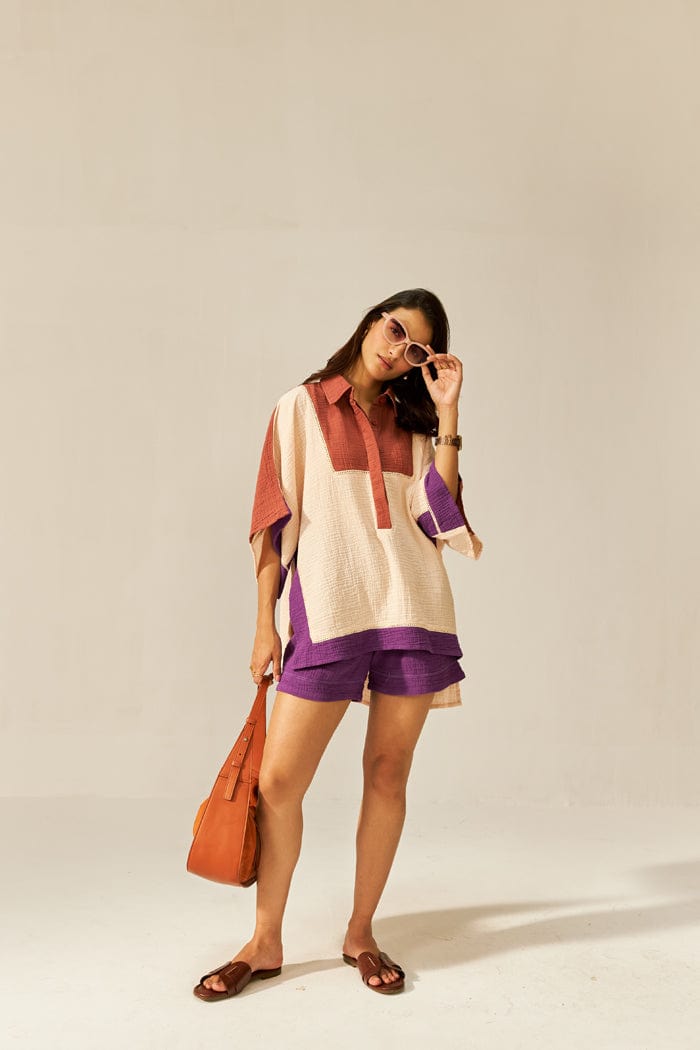 HAYA DOGWOOD MINI KAFTAN CO-ORD SET SPACELINES