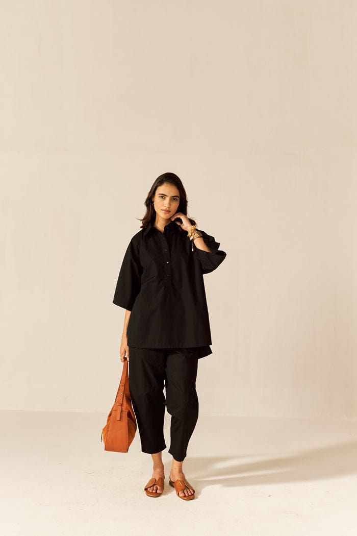IKIGAI BLACK CO-ORD SET SPACELINES