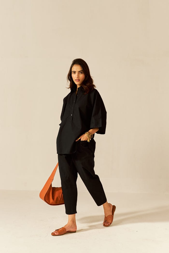 IKIGAI BLACK CO-ORD SET SPACELINES