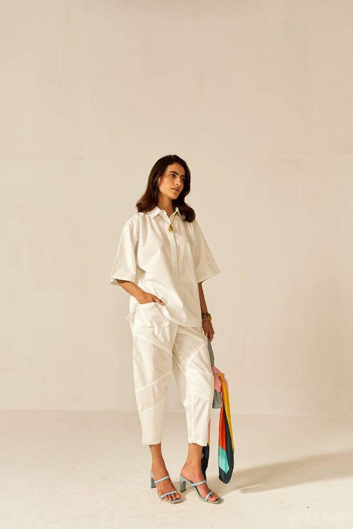 IKIGAI WHITE CO-ORD SET SPACELINES