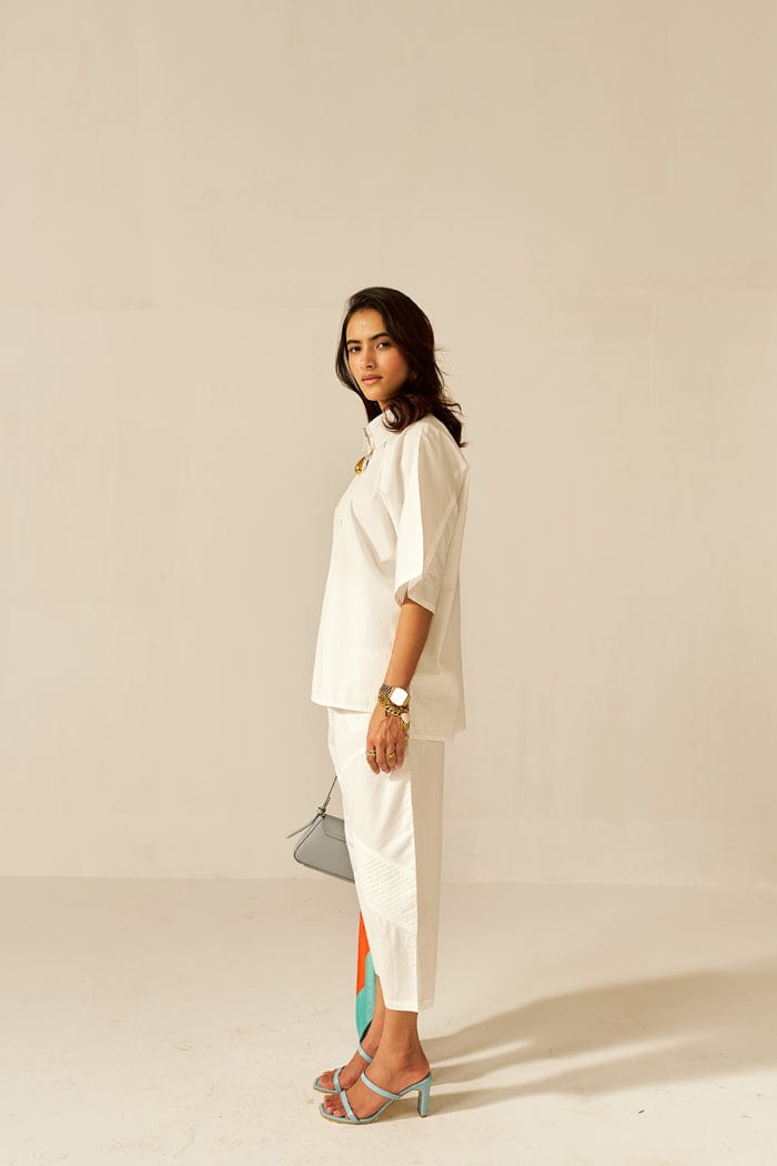 IKIGAI WHITE CO-ORD SET SPACELINES
