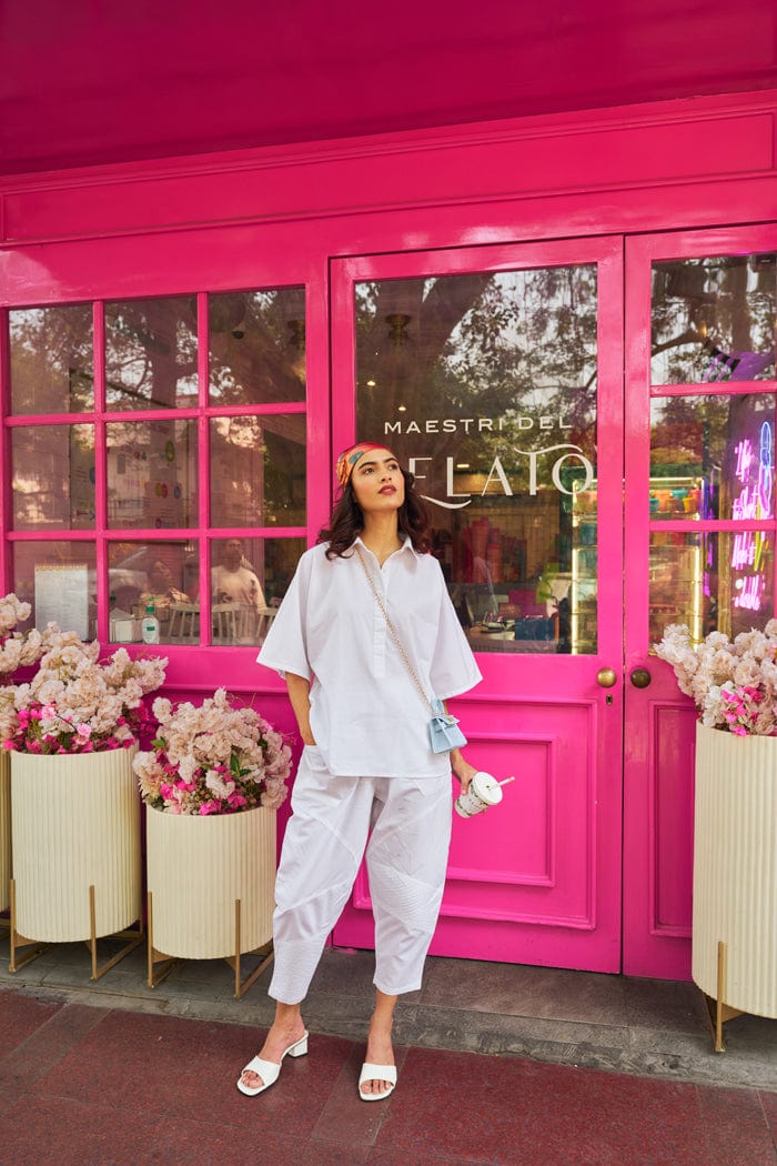 IKIGAI WHITE CO-ORD SET SPACELINES