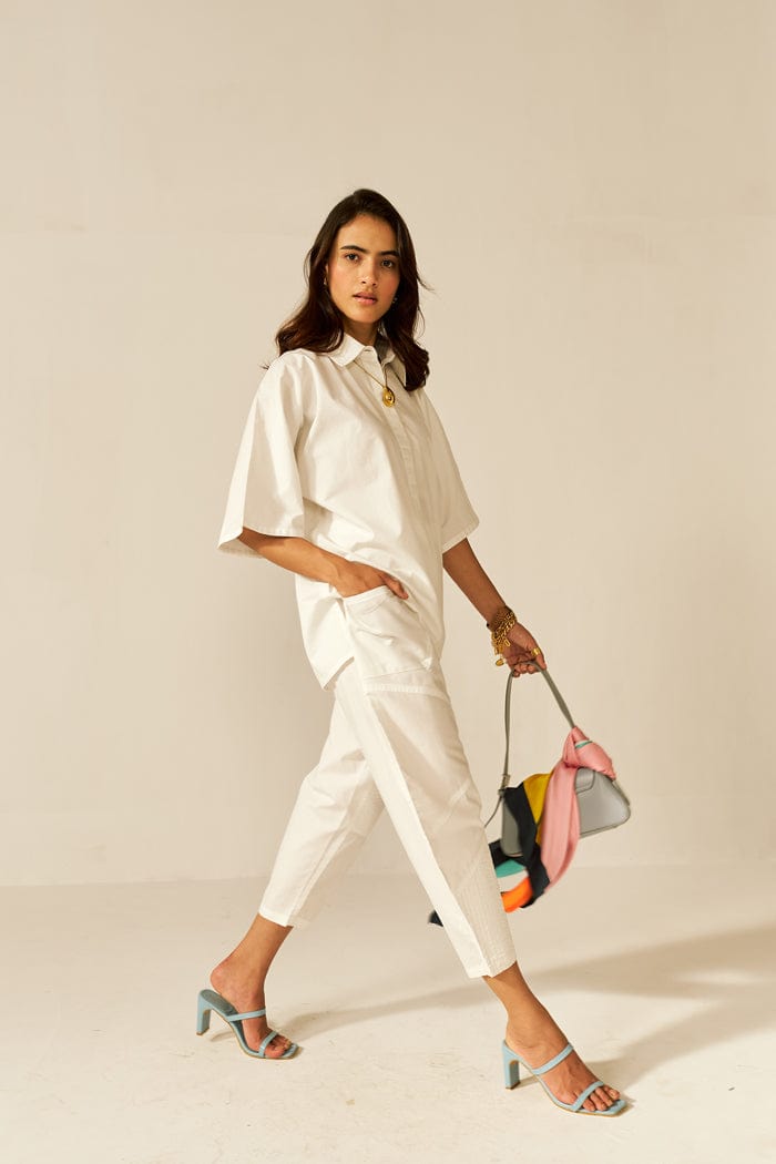 IKIGAI WHITE CO-ORD SET SPACELINES