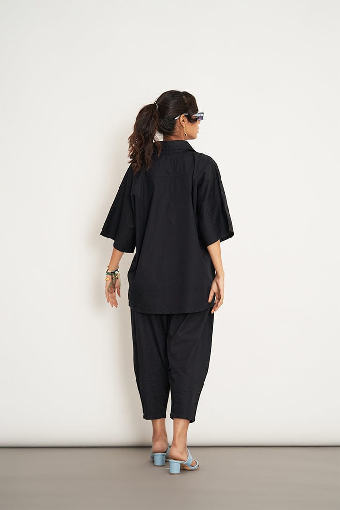 IKIGAI BLACK CO-ORD SET SPACELINES