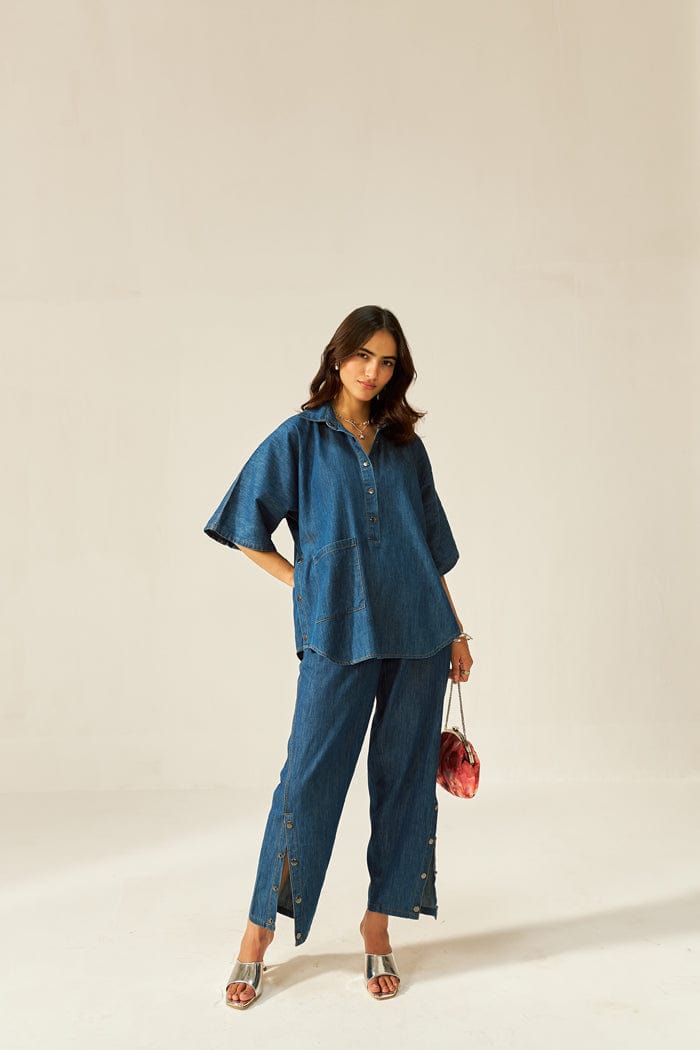 DOLLA CO-ORD SET IN DARK DENIM SPACELINES